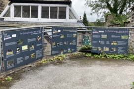 Image of information boards with history of the Storey Gardens